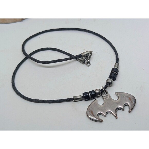 Batman Six Flags Discovery Kingdom Silver Pendant Rope Necklace - Picture 2 of 6